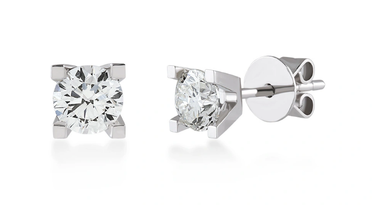 Pırlanta 14 Ayar Altınlı Tektaş  Küpe 0,80 ct'lık F VS2